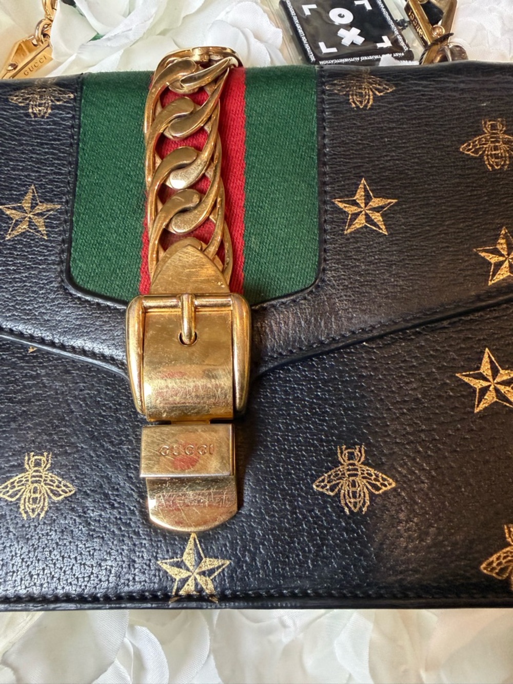 Gucci Sylvie Black Bee Crossbody Bag Authentic - Picture 9 of 16